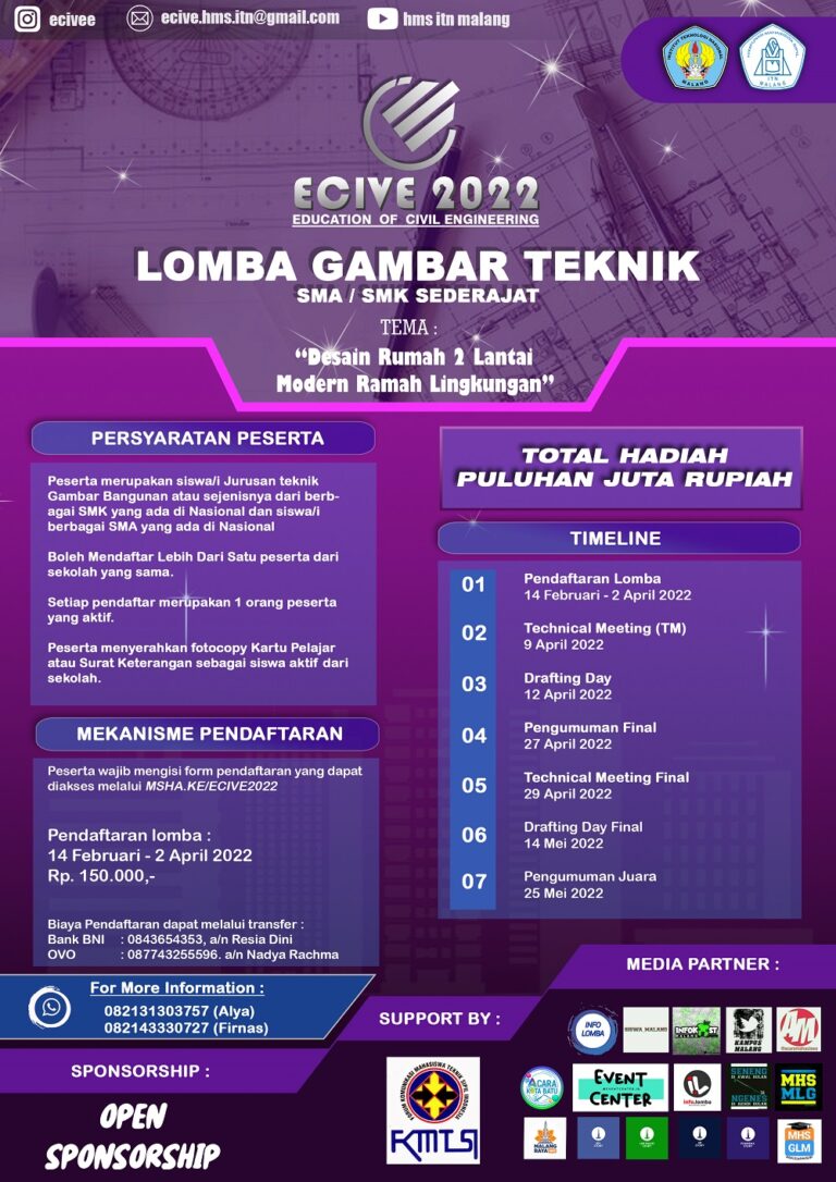 ECIVE 2022 Teknik Sipil S-1 ITN Malang LOMBA GAMBAR TEKNIK