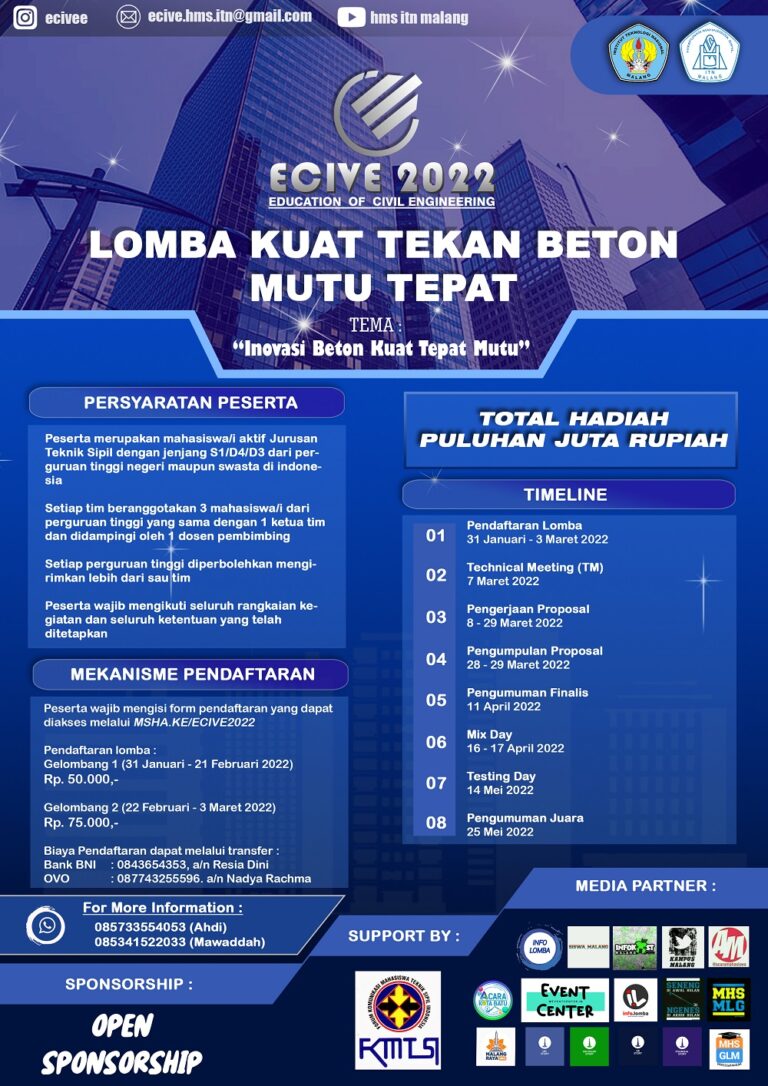 ECIVE 2022 Teknik Sipil S-1 ITN Malang LOMBA KUAT TEKAN BETON
