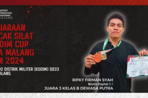 Rifky Firman Syah, mahasiswa Bisnis Digital ITN Malang menyabet Juara 3 Kejuaraan Pencak Silat Dandim Cup Kota Malang Open 2024