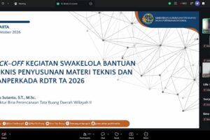 Tim ITN Malang mengikuti acara Kick-Off Kegiatan Swakelola Bantuan Teknis Penyusunan Materi Teknis dan Ranperkada RDTR TA 2026 yang diselenggarakan secara daring oleh Kementerian ATRBPN